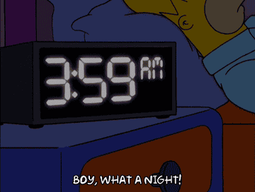 Homer laying in bed trying to sleep at 4 a.m. and Marge coming home on &quot;The Simpsons&quot;