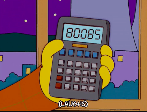 Bart Simpson typing boobs on the calculator