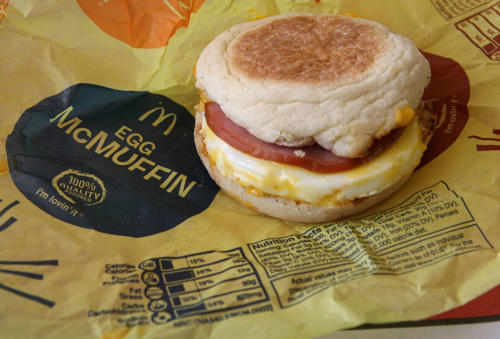 An egg McMuffin from McDonald&#x27;s