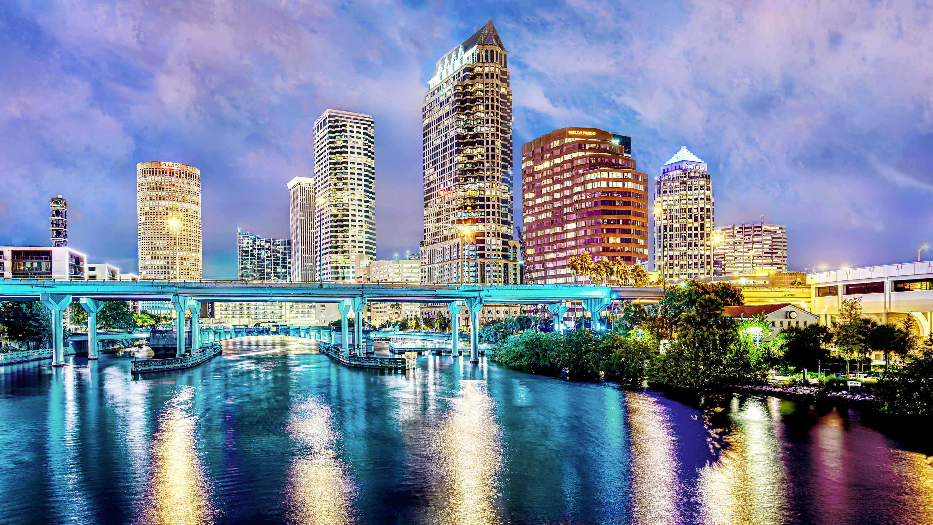 City skyline on the water