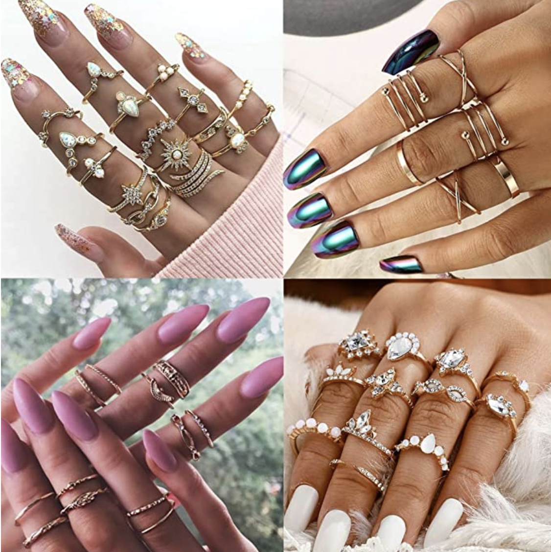 hands with stacking rings
