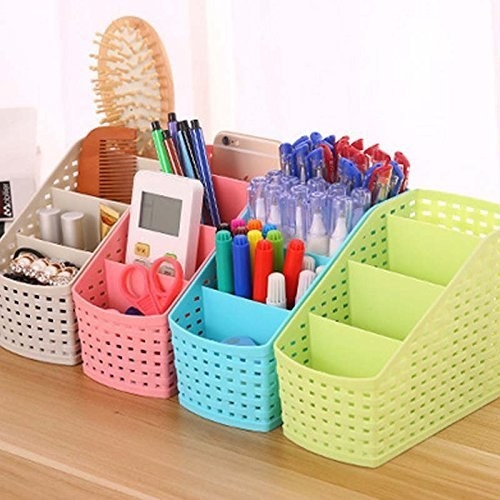3 sets of organisers with stationery items in it