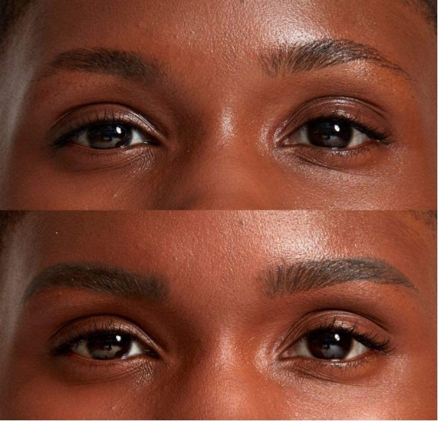 Foto de dos pares de ojos para marcar diferencia entre el uso del maquillaje