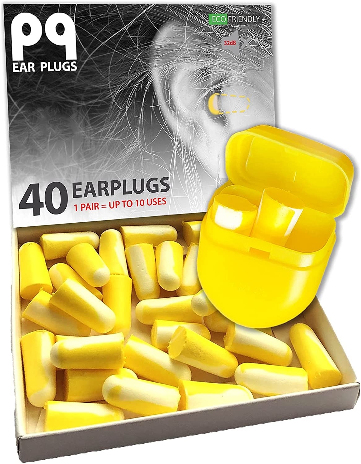 caja con tapones amarillos para los oídos