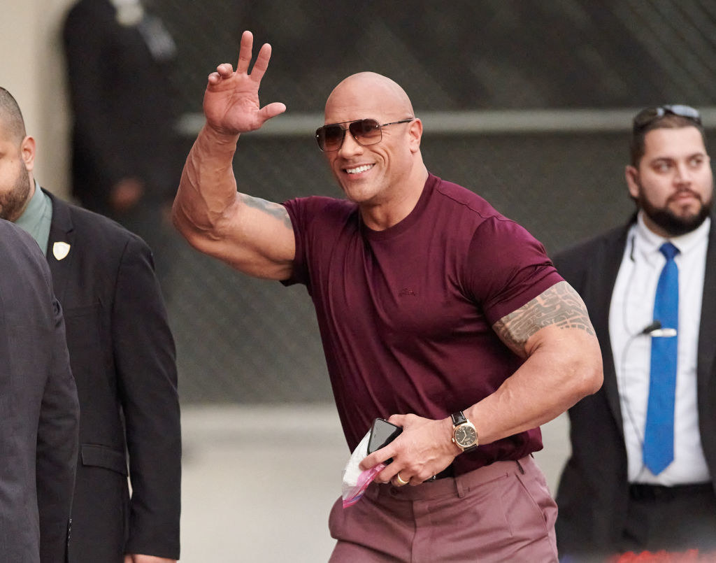 Dwayne Johnson is seen waving to people outside the &#x27;&quot;Jimmy Kimmel Live&quot; studios