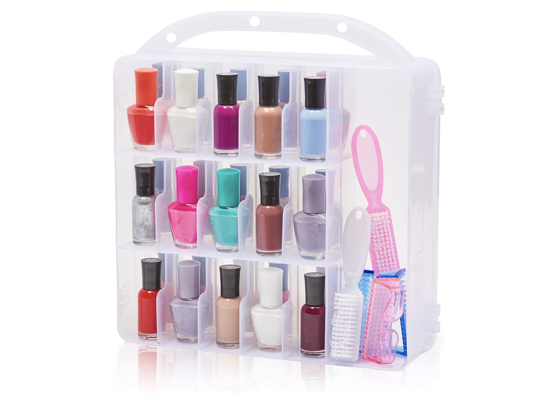 nail polishes in organiser case