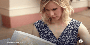 upset kristen bell as eleanor shellstrop saying, &quot;oh you gotta be forking kidding me&quot;