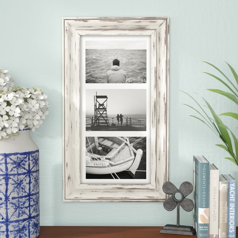 A three-photo picture frame