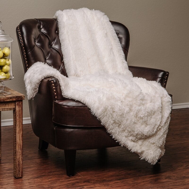 A Sherpa-style throw blanket