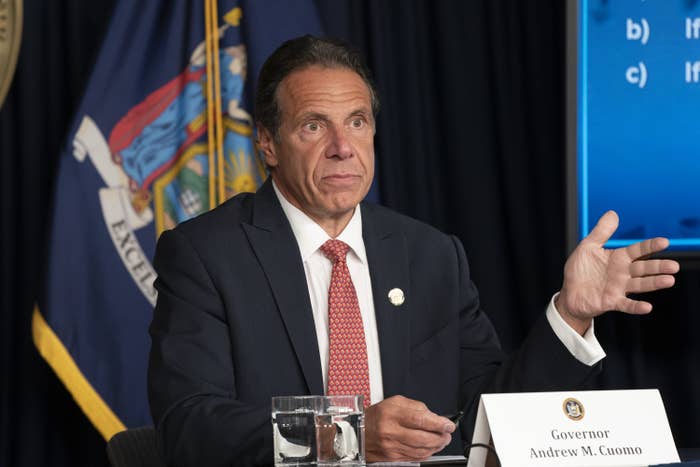 Andrew Cuomo at a press conference