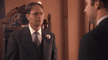 Dwight cries when Michael surprises him before his wedding