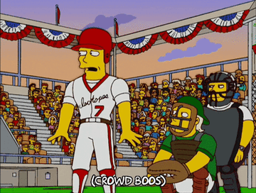 Crowd boos a player during a baseball game on &quot;The Simpsons&quot;