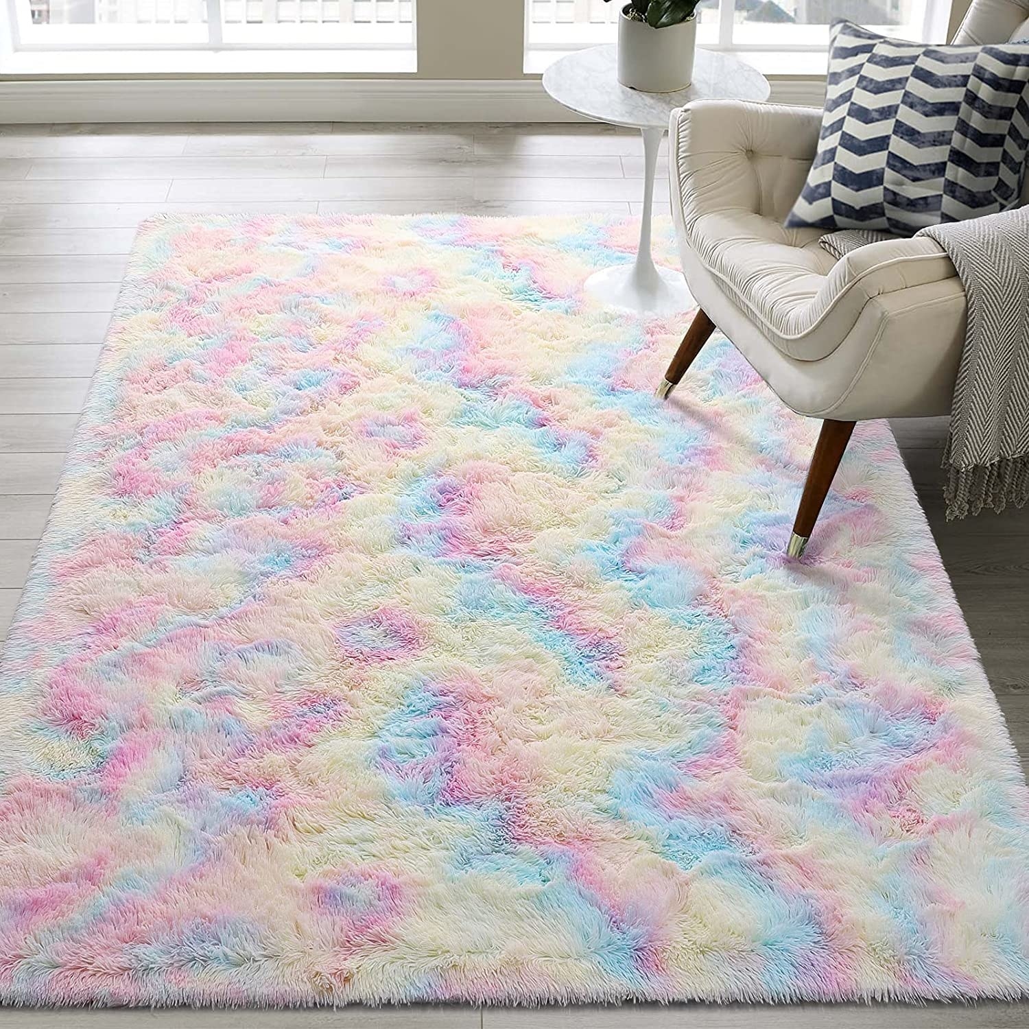 alfombra cuadrada color arcoíris