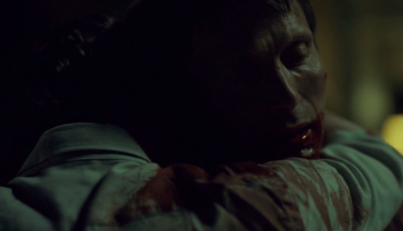 Hannibal embraces Will; they&#x27;re both covered in blood
