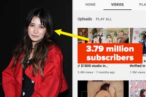 YouTuber Ashley, known as "best dressed," next to a screenshot of her channel with the caption: "3.79 million subscribers"