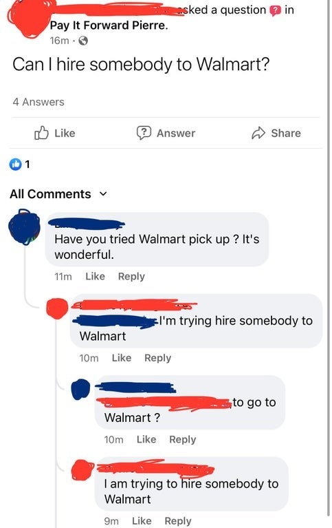 person using walmart as a verb