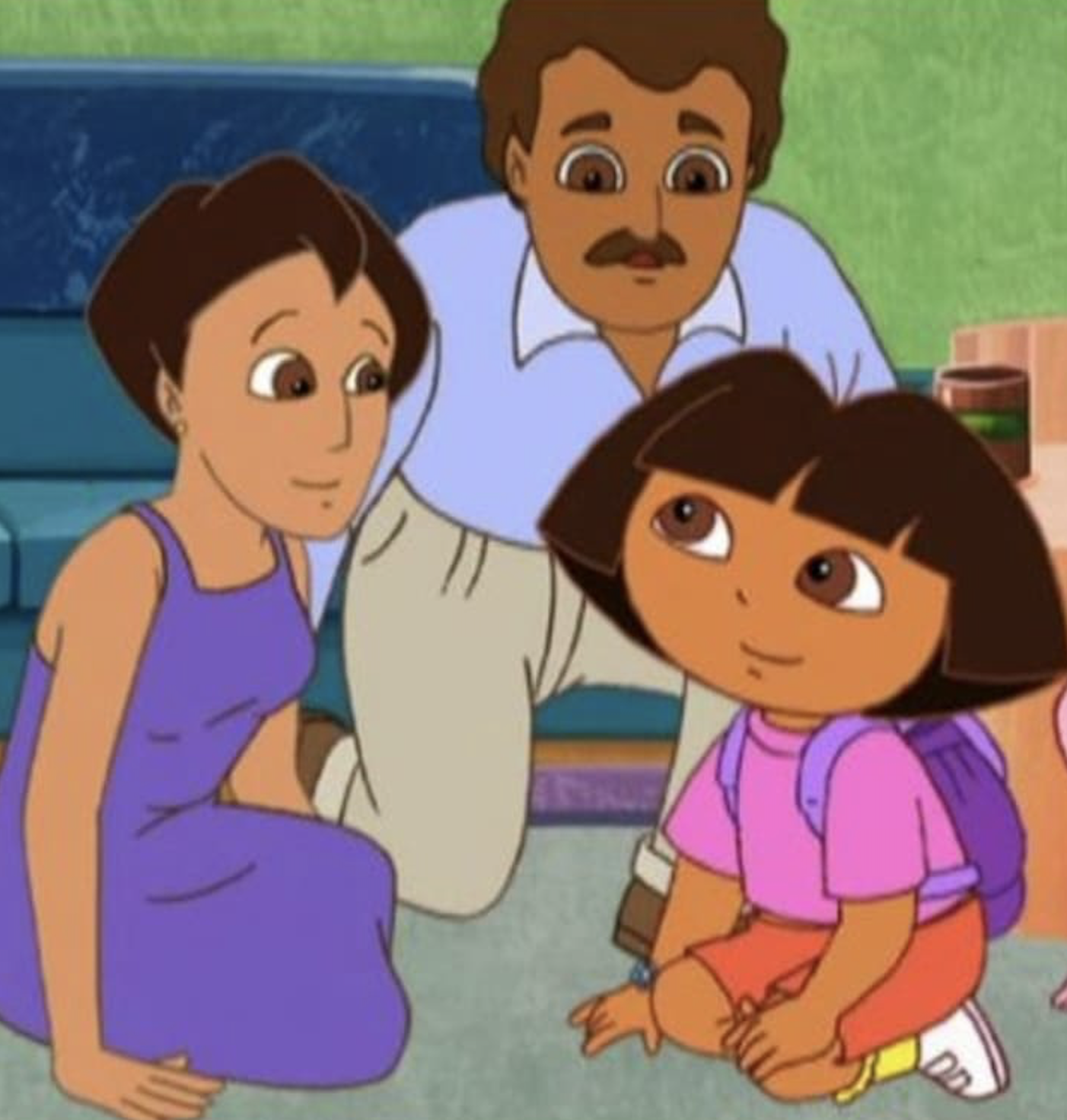 Dora with her parents