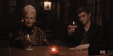 Frances Conroy and Evan Peters in AHS: Double Feature