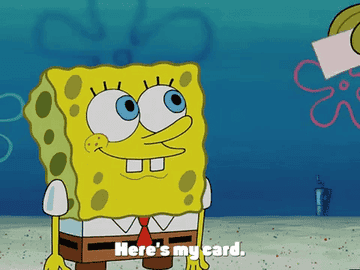 A sea sponge reading a business card