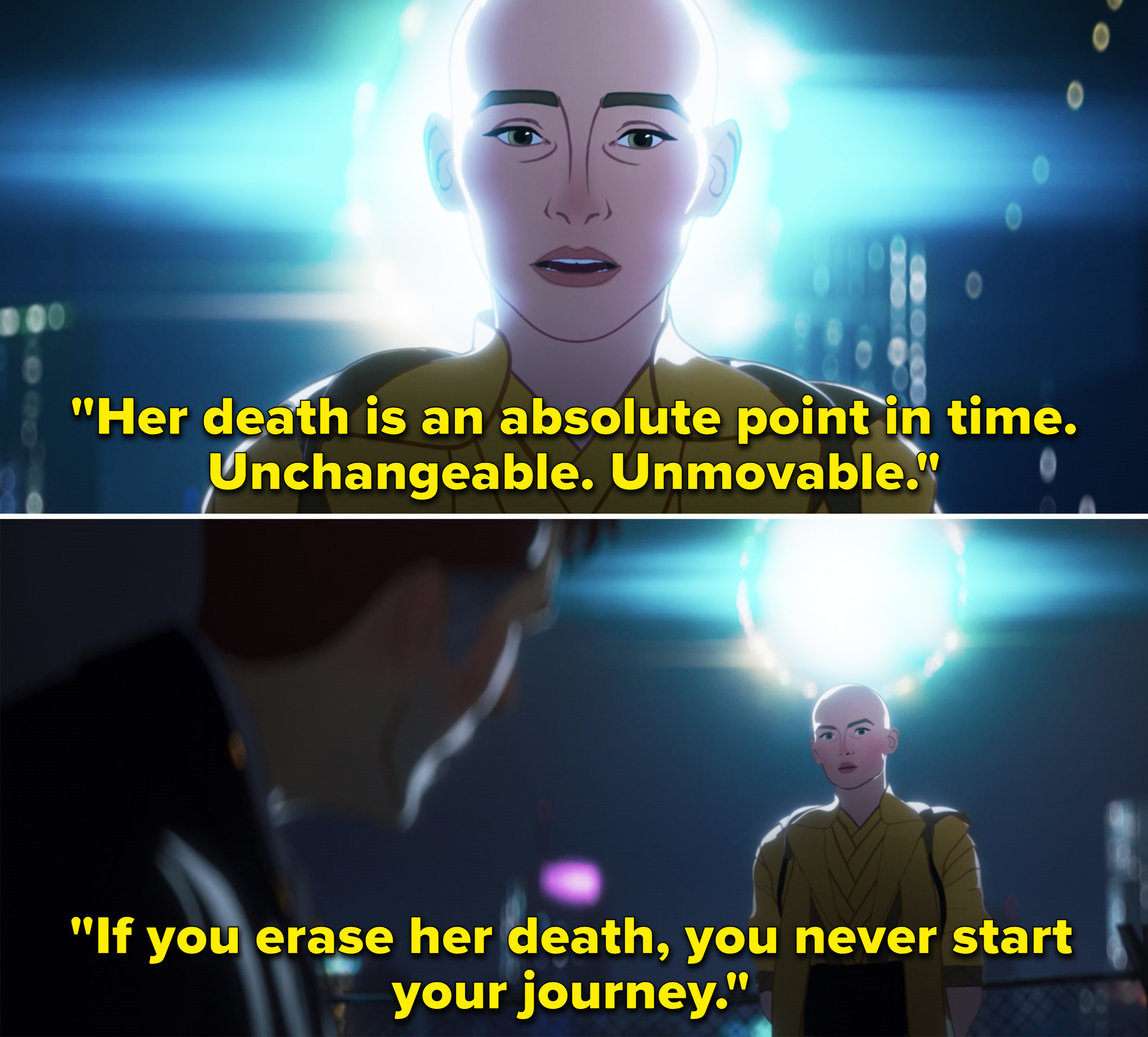 The Ancient One telling Stephen, &quot;Her death is an absolute point in time. Unchangeable. Unmoveable&quot;