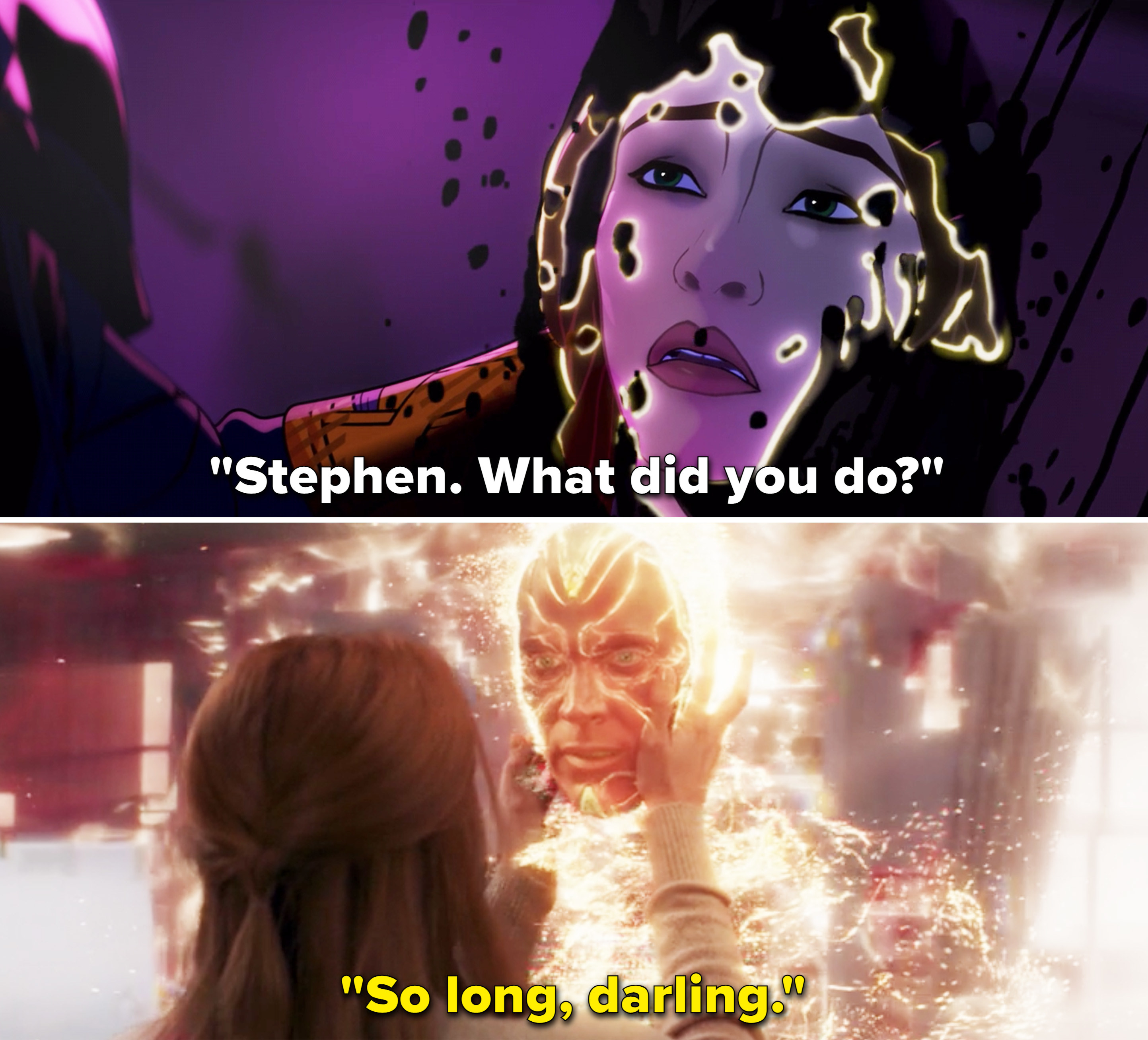 Christine saying, &quot;Stephen. What did you do&quot; vs Vision saying, &quot;So long, darling&quot;