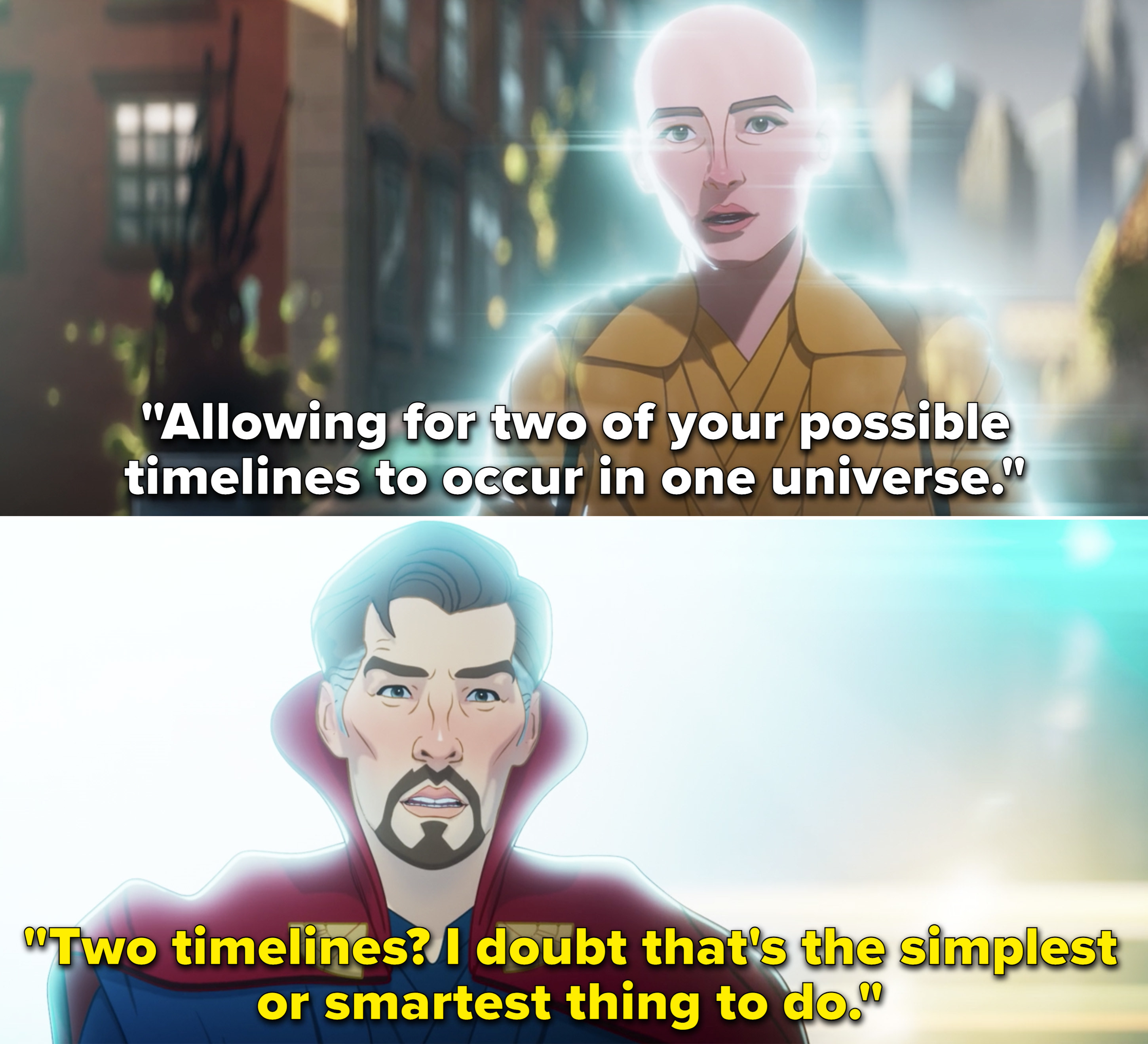 Stephen saying, &quot;Two timelines? I doubt that&#x27;s the simplest or smartest thing to do&quot;