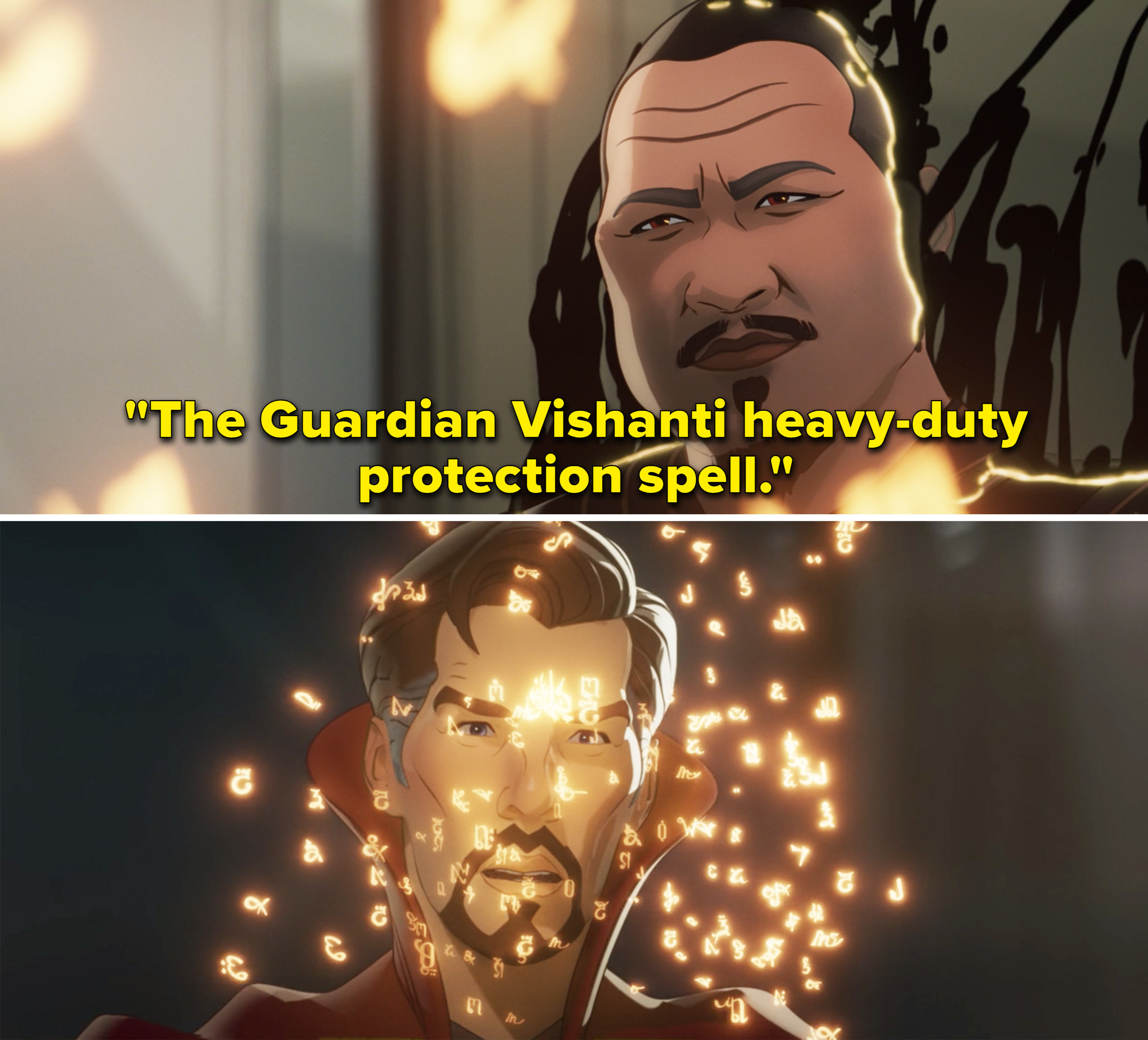 Wong saying, &quot;The Guardian Vishanti heavy-duty protection spell&quot;