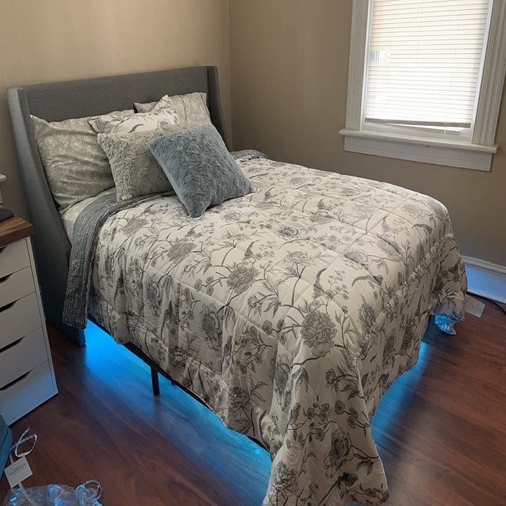 reviewer's platform bed frame in gray