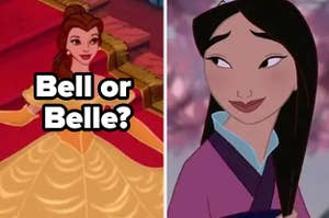 "Bell or Belle?" is on the left with Mulan on the right
