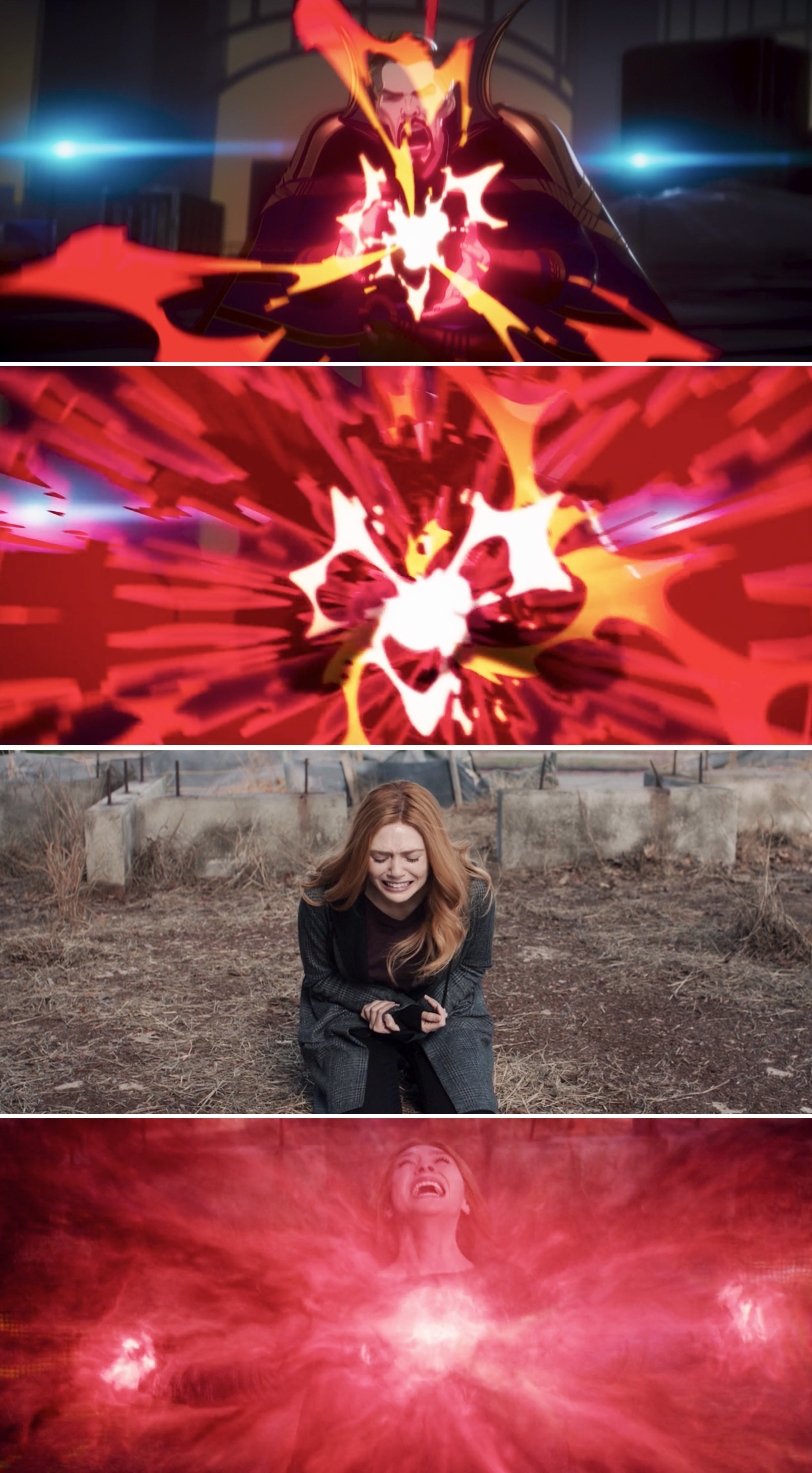 Stephen exploding magic vs. Wanda Maximoff exploding magic