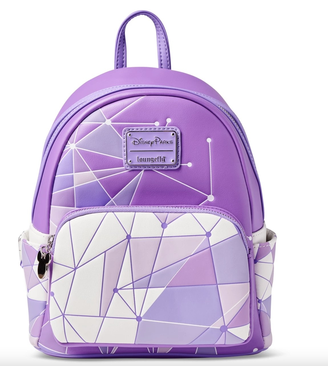 Purple wall mini Loungefly bag with angular purple and white pattern