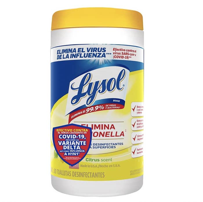 Bote de 80 toallitas desinfectantes Lysol para superficies