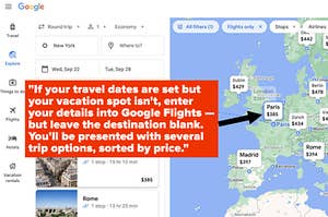 Booking a trip on Google Flights