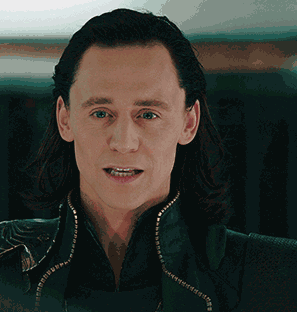 A gif of loki from the avengers making a saucy face