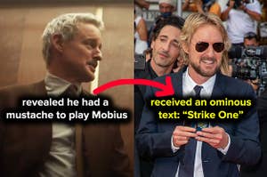 Owen Wilson received a "Strike One" text after revealing he had a mustache to play Mobius