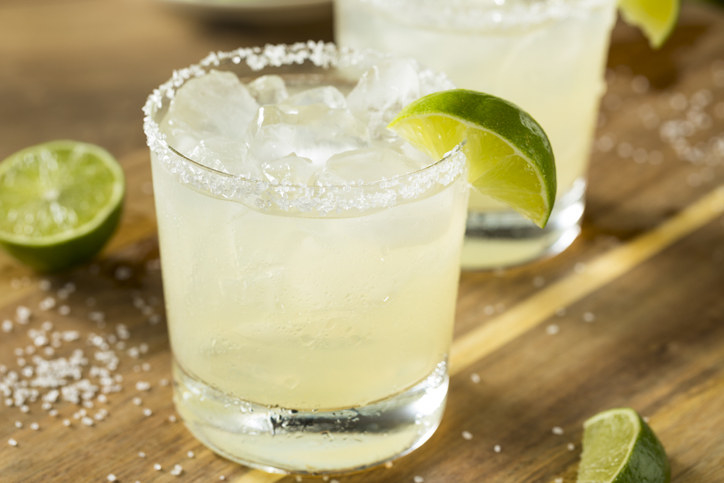 Margarita with a lime wedge