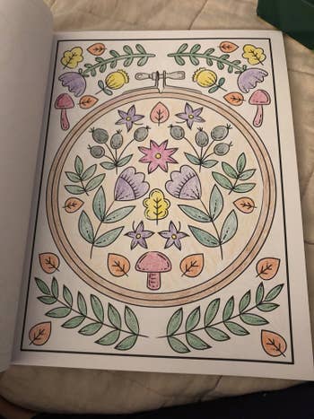 a buzzfeed editor's colored in page of flowers