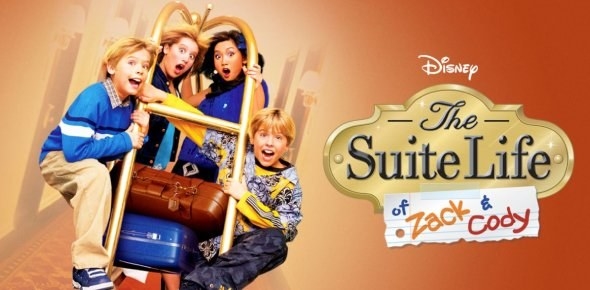A poster of the show The Suite Life of Zack &amp;amp; Cody, featuring four characters from the show on a luggage trolly