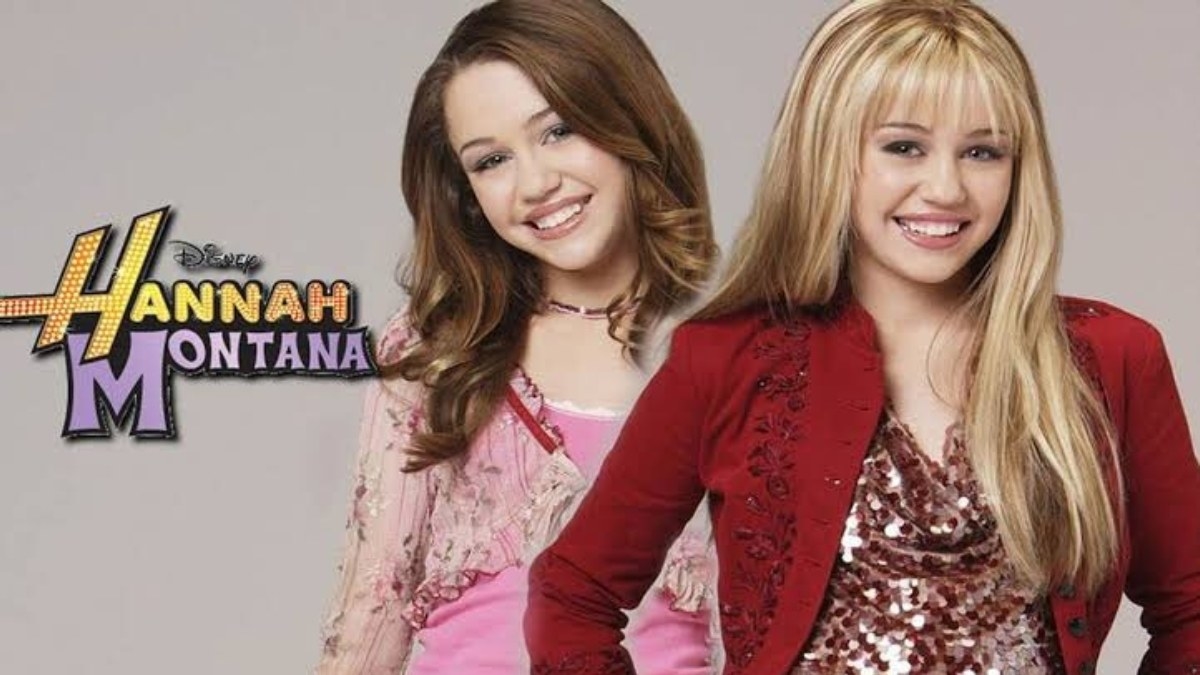 A poster of the sitcom Hannah Montana, featuring the lead actress in both her avatars - Miley, a normal American teenager and Hannah, a famous popstar