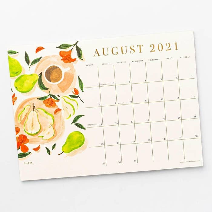 A large calendar on a white background