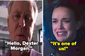 Trinity on Dexter saying hello to dexter and Gemma on Agents of SHIELD saying "It's one of us!"