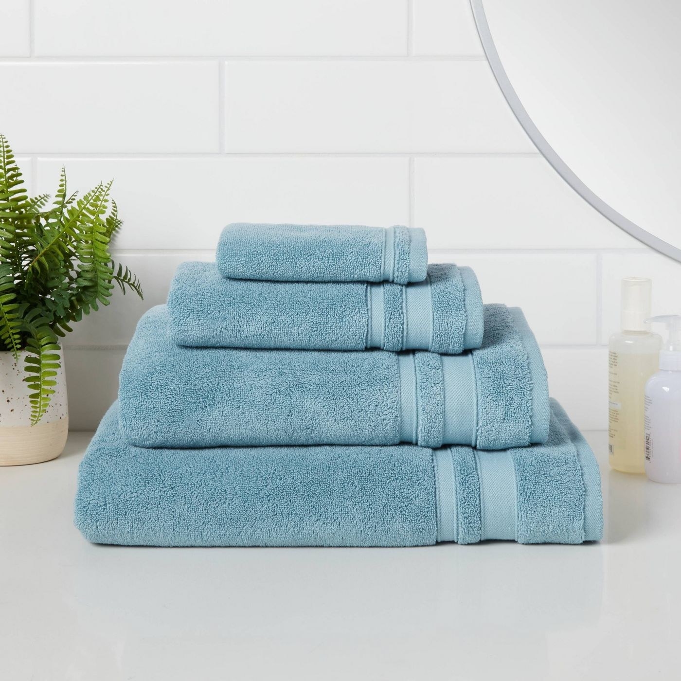 the towels in blue