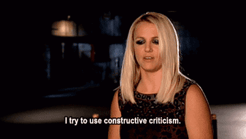 A GIF of Britney Spears from &quot;X Factor&quot; saying, &quot;I try to use constructive criticism&quot;