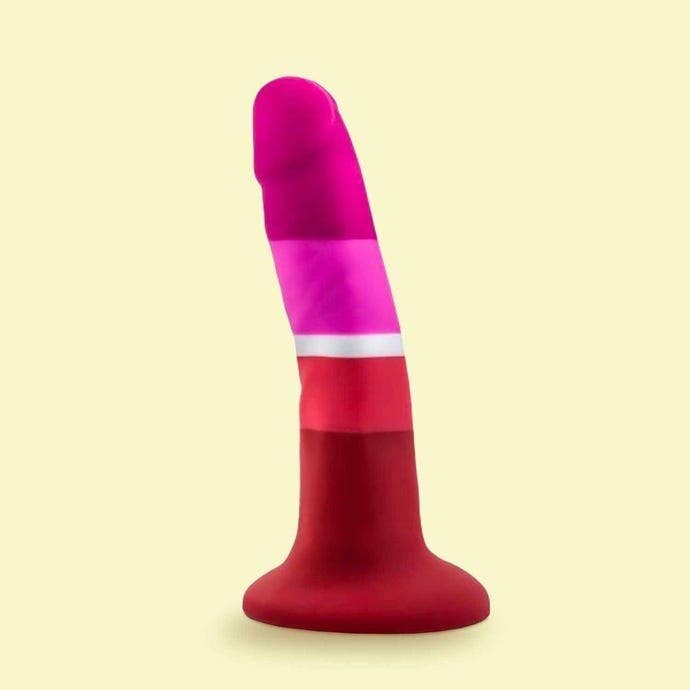 Pink and red striped dildo