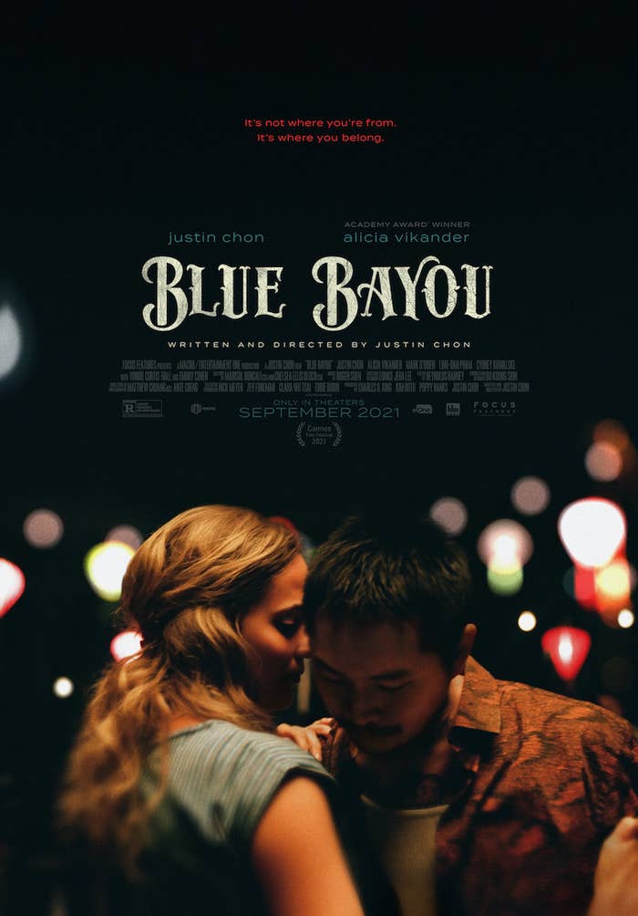 Poster for the film featuring Alicia Vikander and Justin Chon dancing under the lights at night