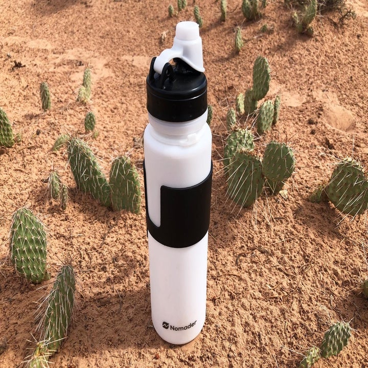 a reviewer's white water bottle