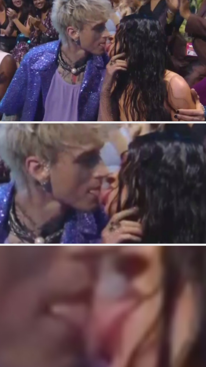 MGK and Megan touching tongues