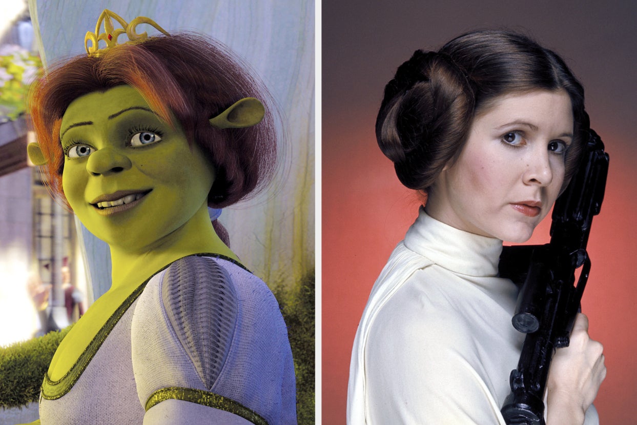 princess fiona on the left and princess leia on the right