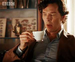 Sherlock sips tea