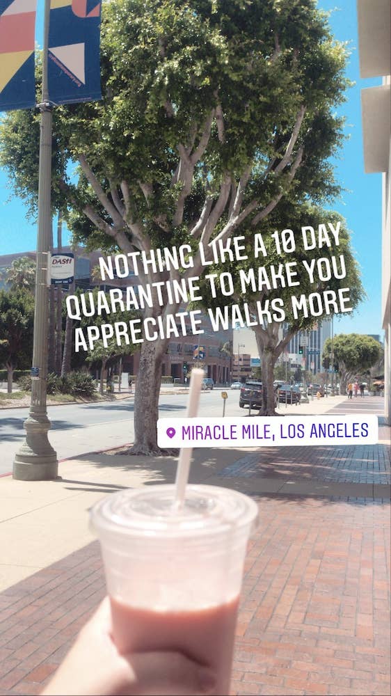 Instagram story: &quot;Nothing like a 10 day quarantine to make you appreciate walks more&quot;